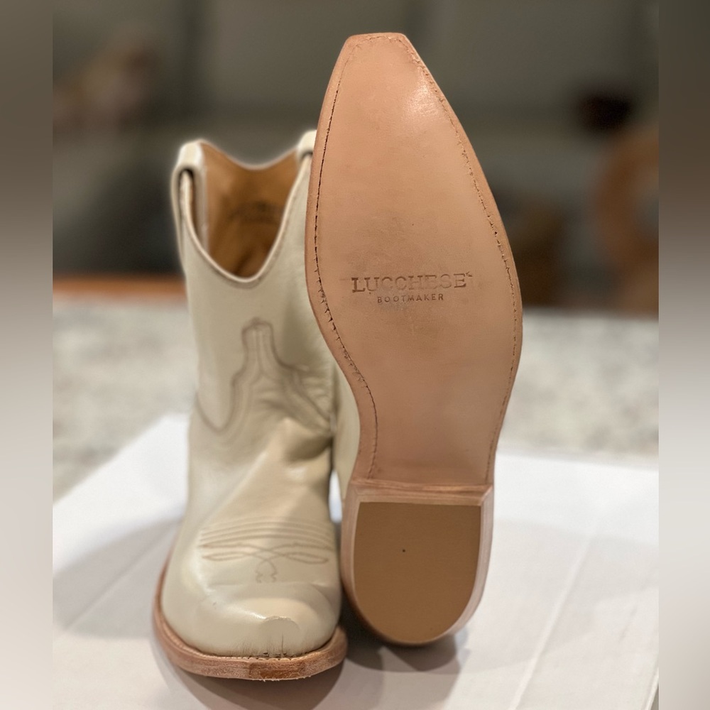 Lucchese Gaby Bootie | Glitz Cream | 7 1/2